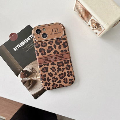 CD Brown Color Leather iPhone Case