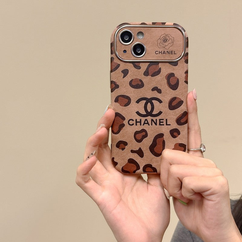 CC Brown Color Leather iPhone Case