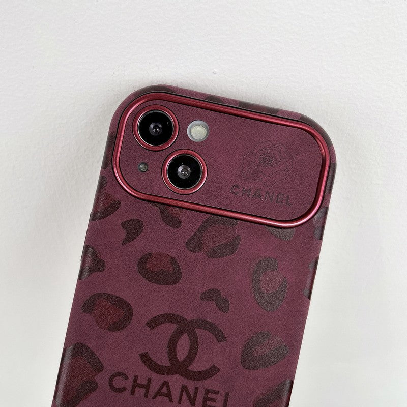 CC Purple Color Leather iPhone Case
